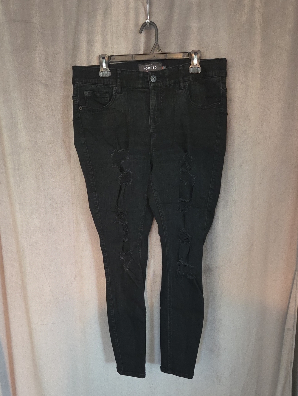 torrid Size 16R Black Distressed High-Rise Skinny Jeans
